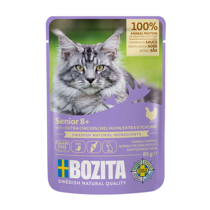 BOZITA Katzen-Nassfutter Senior 8+ Extra Huhn Häppchen in Sauce